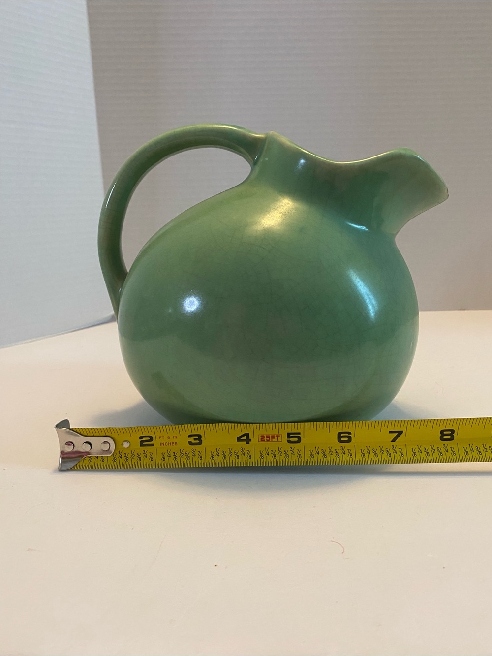 Vintage Jadeite Green Ball Jug w/ Ice Lip Water Pitcher – Marked “USA” – MCM - Picture 14 of 15